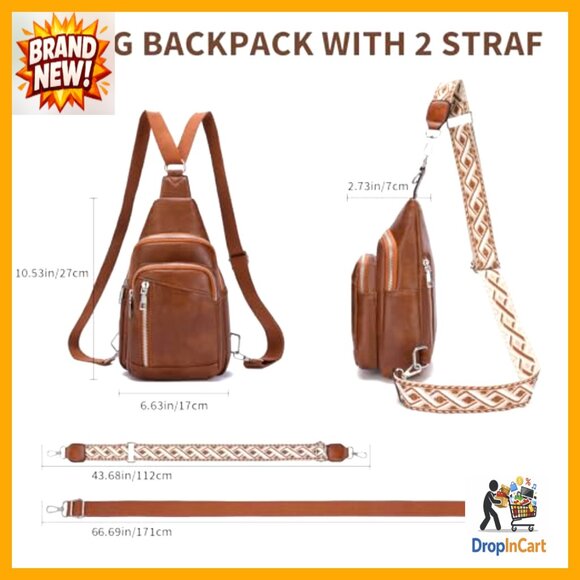 Convertible Sling Backpack Vegan Leather Crossbody Travel Hiking Sport Chic main image 6